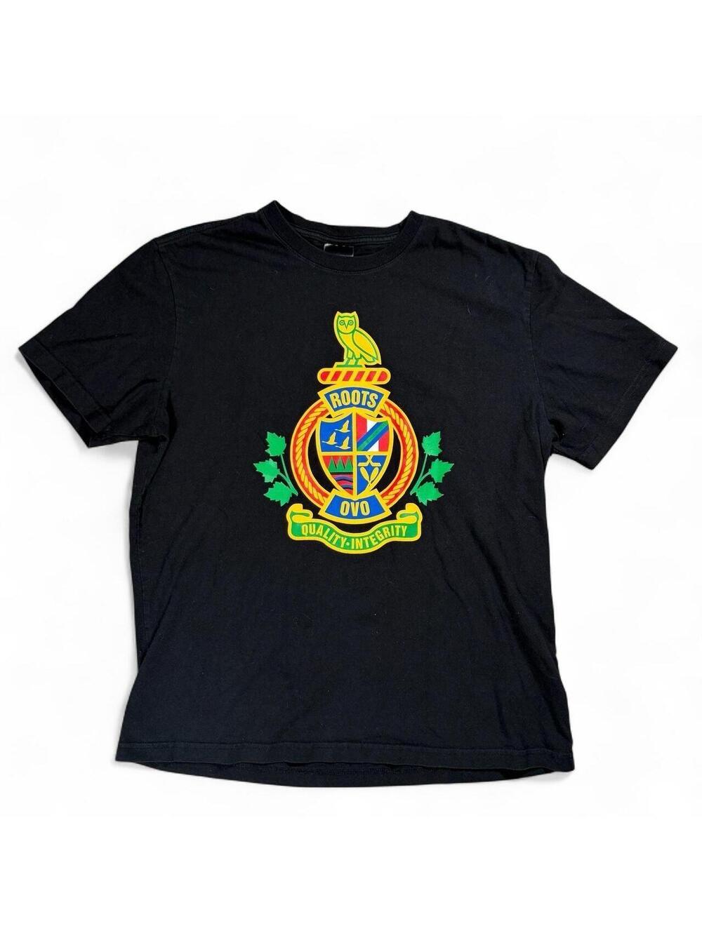 Mens October's Very Own OVO x Roots Crest Logo T-Shirt XL
